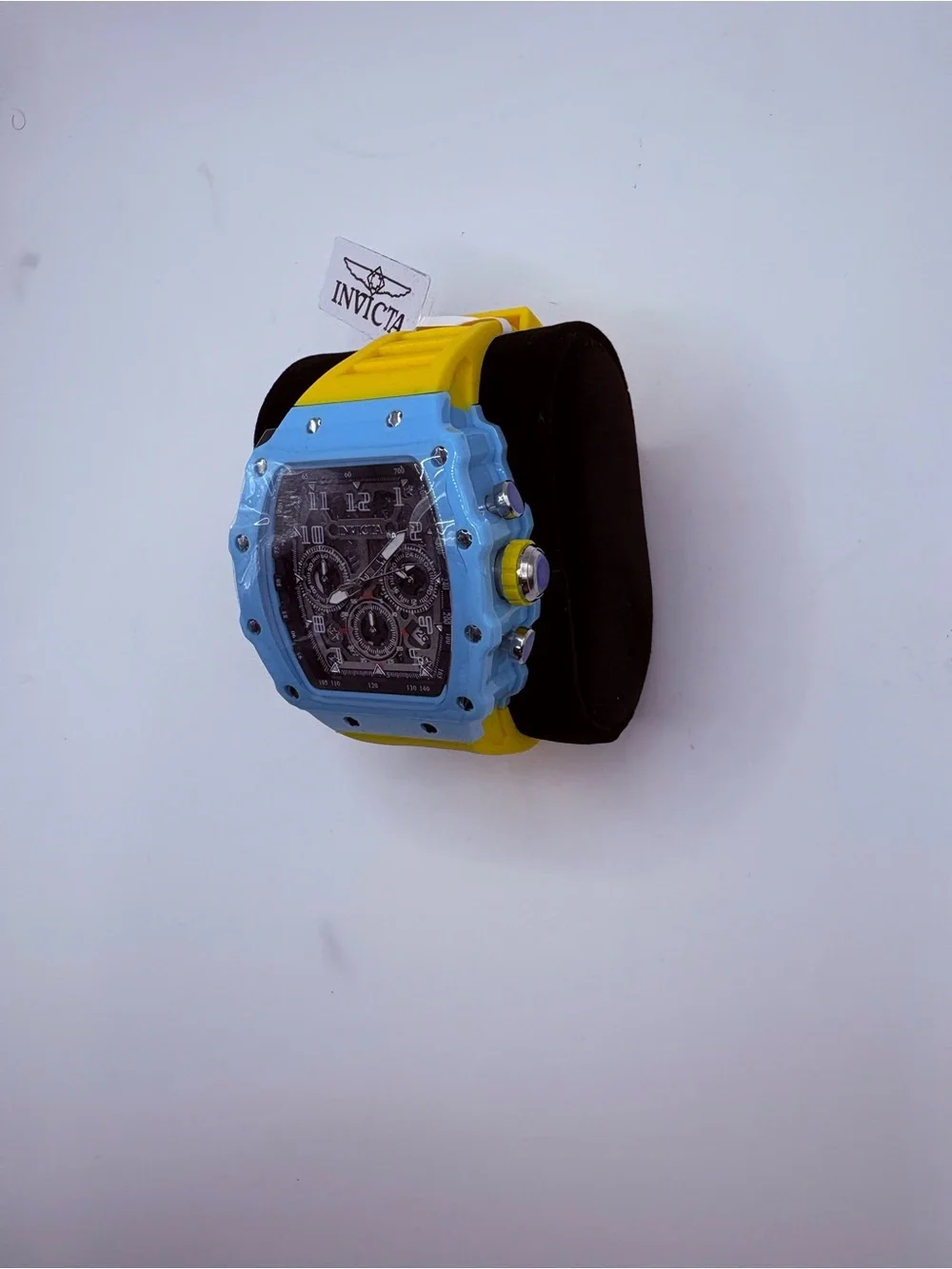 Invicta Blue Bezel Yellow Strap Chronograph Watch